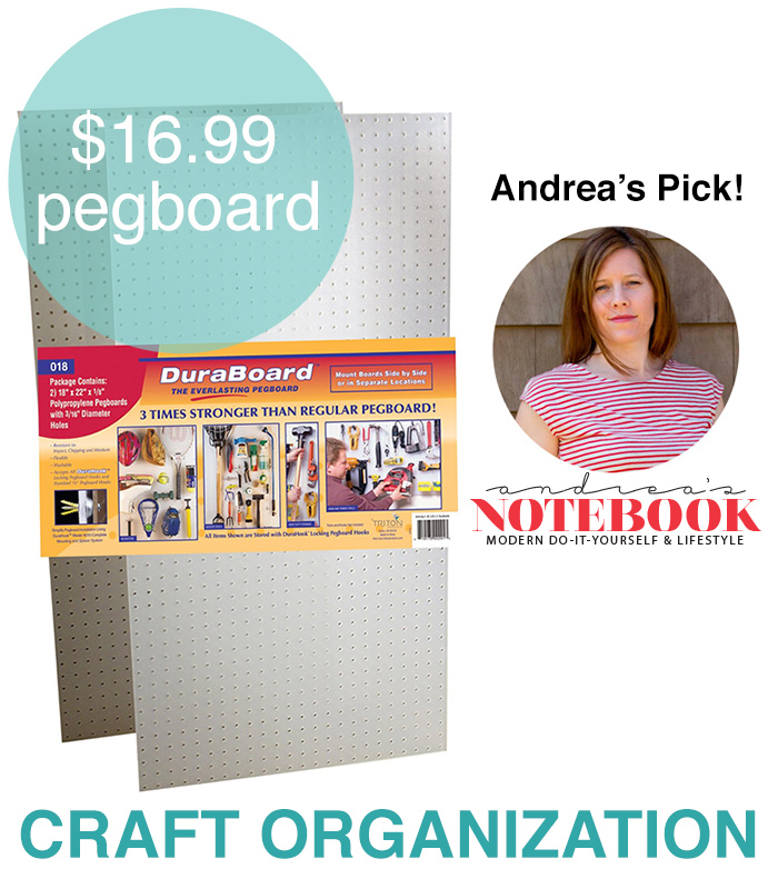 Use pegboards to organize your crafts! Organization tip from http://andreasnotebook.com