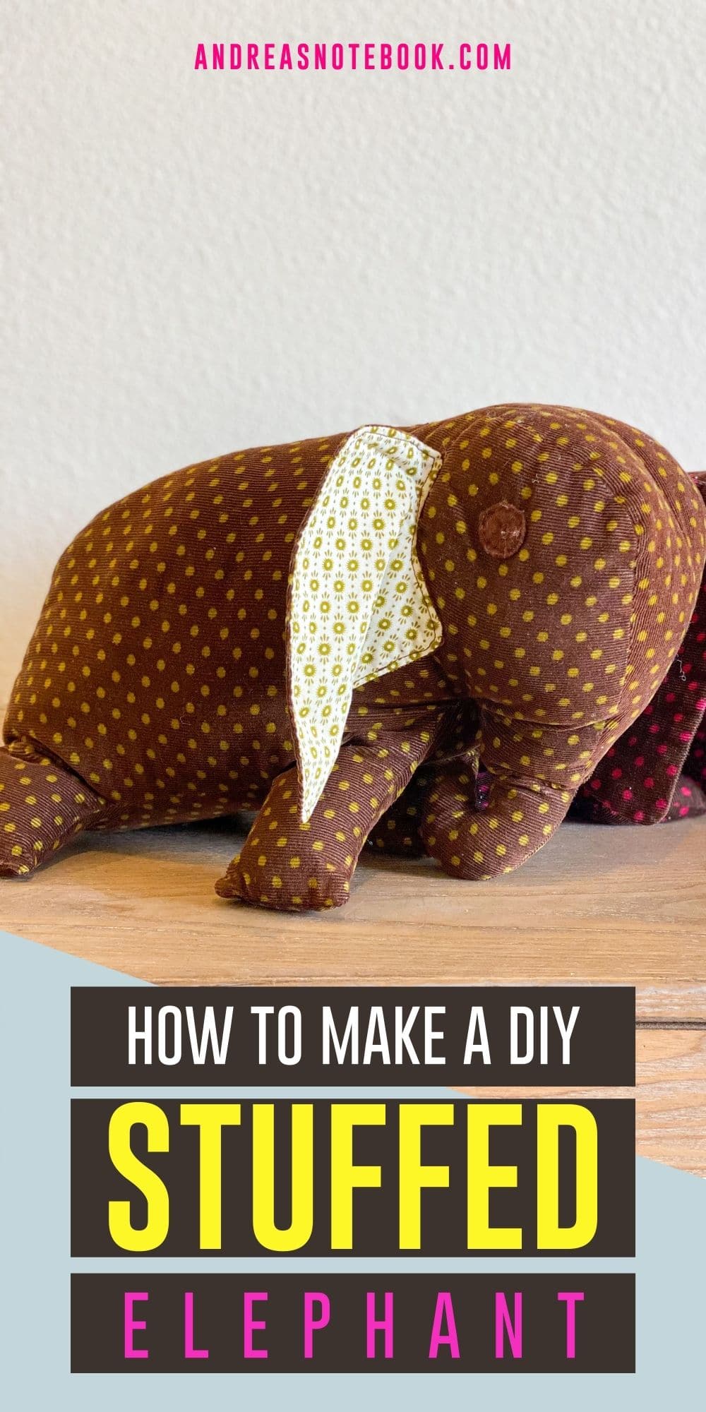 how to sew a stuffed elephant - image of two floppy stuffed elephants