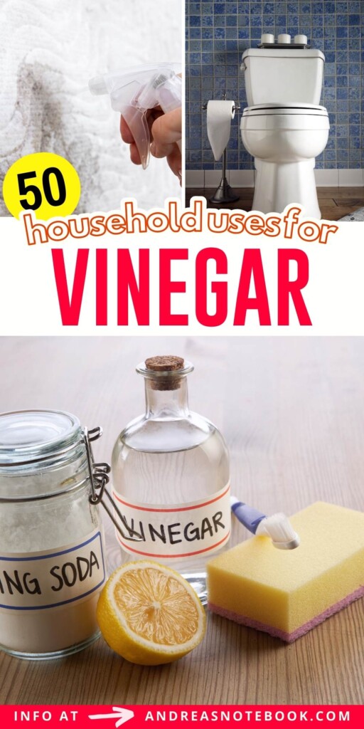 Collage of ways to use vinegar.