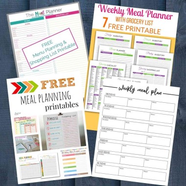 lots of free printable meal plans