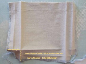 Pocket fabric with ironed folded edges.