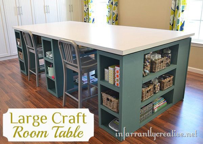 HUGE craft table DIY instructions + lots of other craft table tutorials