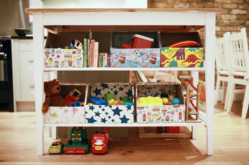 Toy bins made from diaper boxes and tons of other DIY toy storage solutions!