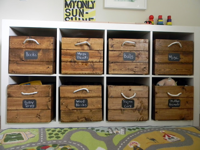 Wooden crate toy storage- Make your own handles!