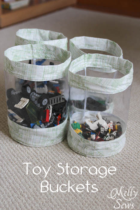 DIY fabric storage buckets and dozens of other great toy storage ideas!