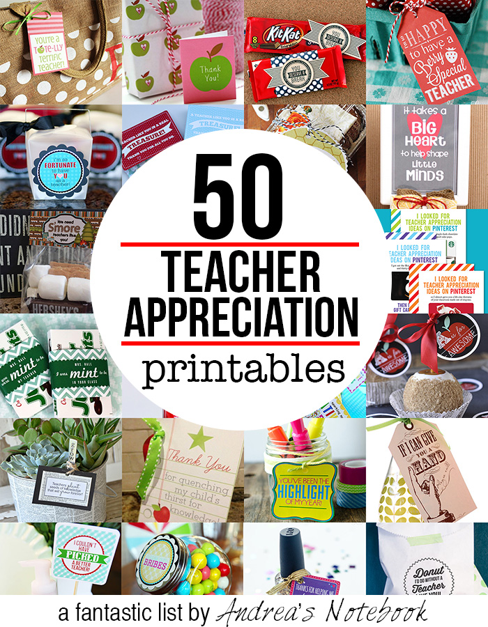 50 FREE teacher appreciation printables