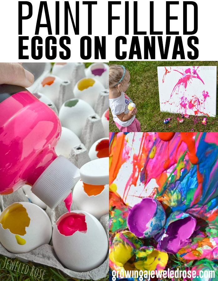Tutorial: paint filled eggs on canvas! Messy fun!