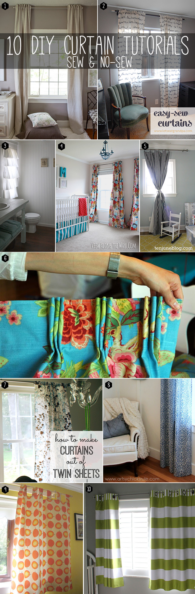 10 fantastic DIY curtain tutorials. Sew & NO-sew!
