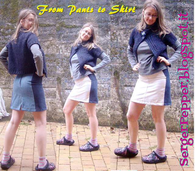 Turn too small pants into a skirt!