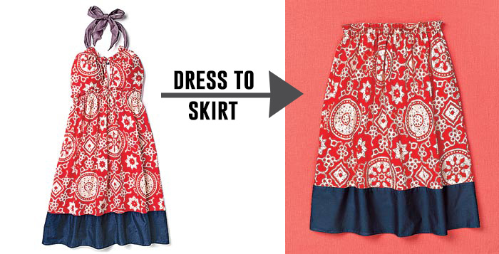 Turn a dress into a skirt! Lots of great tips to make clothes last longer!