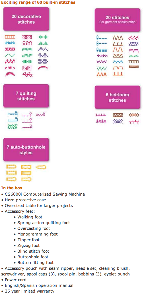 The Brother CS6000i has so many great features!
