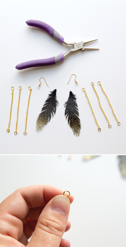 You can make cute feather earrings!