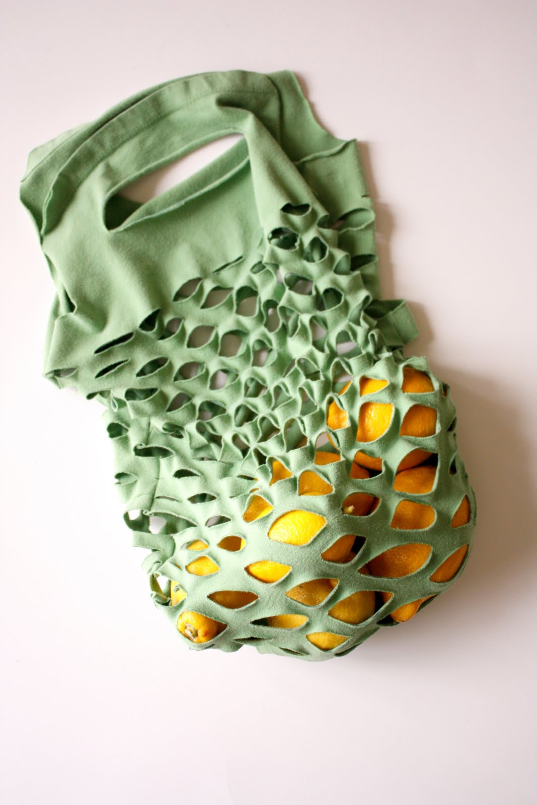 Simple DIY produce bag from a t-shirt.