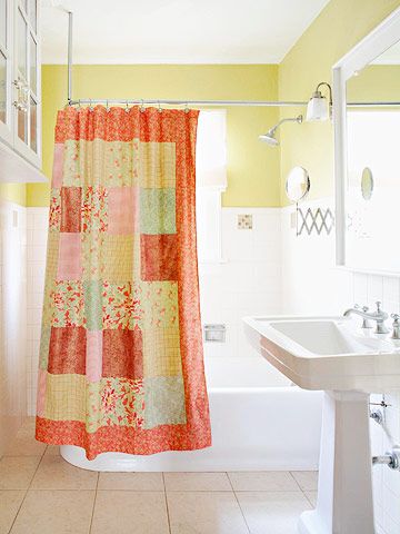 Patchwork shower curtain tutorial