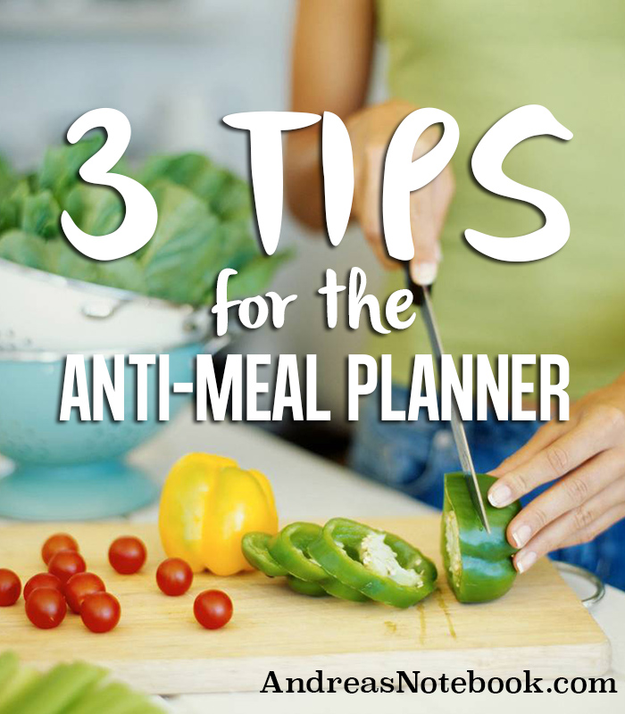 3 tips for the anti-meal planner. Image of woman slicing bell pepper.