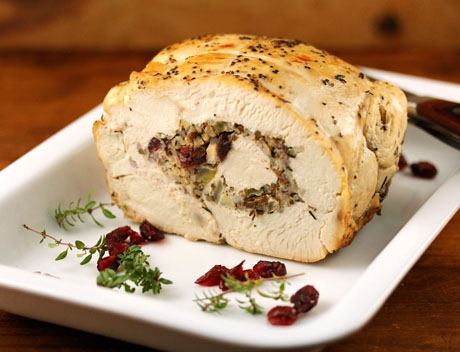 cranberry stuffed turkey breast cooked in a slow cooker!