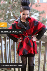 DIY blanket poncho tutorial