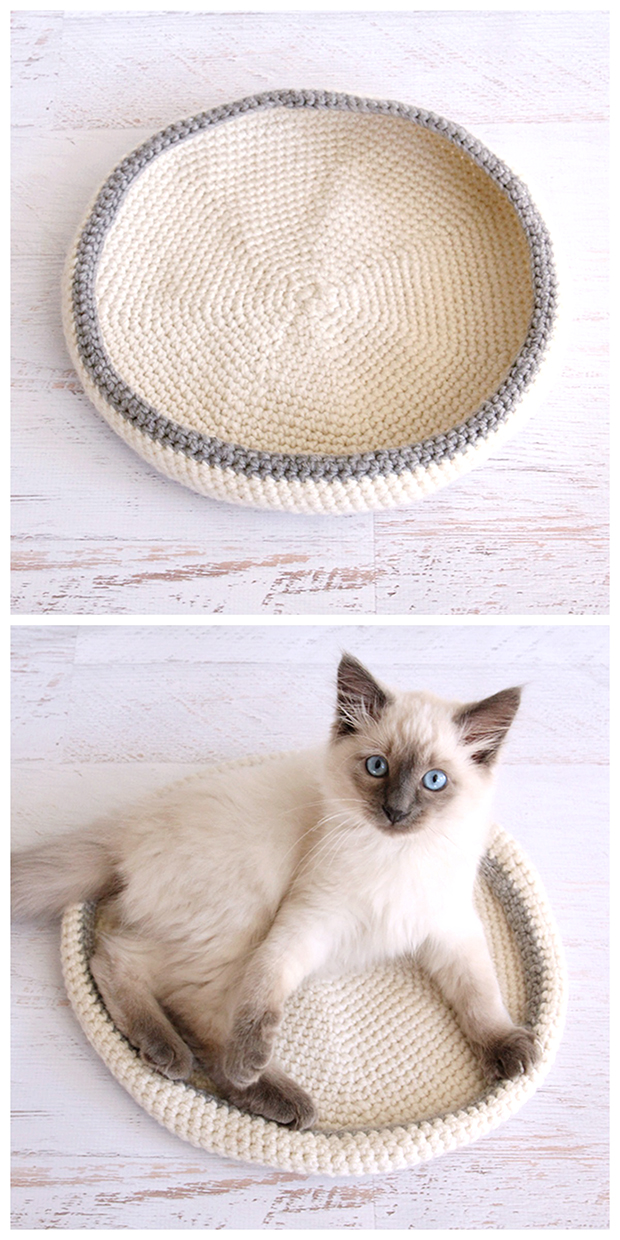 Crocheted cat bed - free pattern