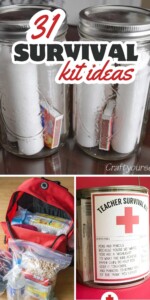 Collage of survival kit ideas.