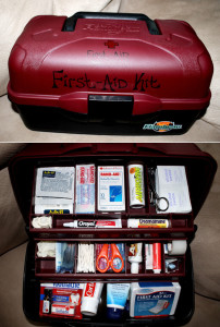 Make your own first aid kit out of a tackle box!