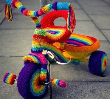 yarn bombed tricycle