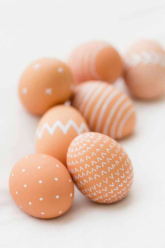 Painted natural colored eggs are beautiful.