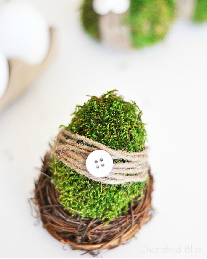 DIY moss covered eggs