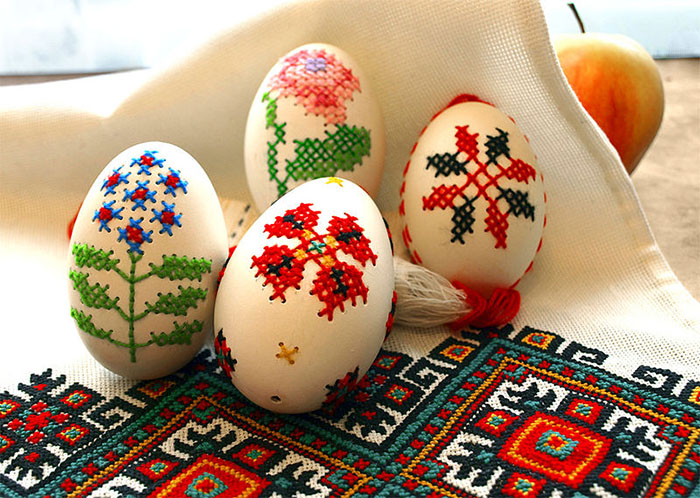 DIY cross stitch eggs