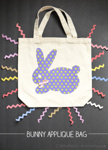 Tote bag with appliqued bunny