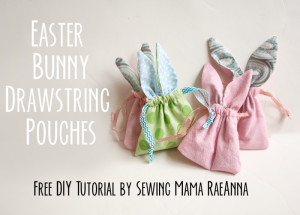 Small Drawstring Pouch with Bunny Ears