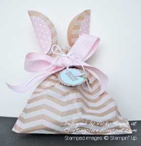 Chevron paper treat bag with cut out bunny ears