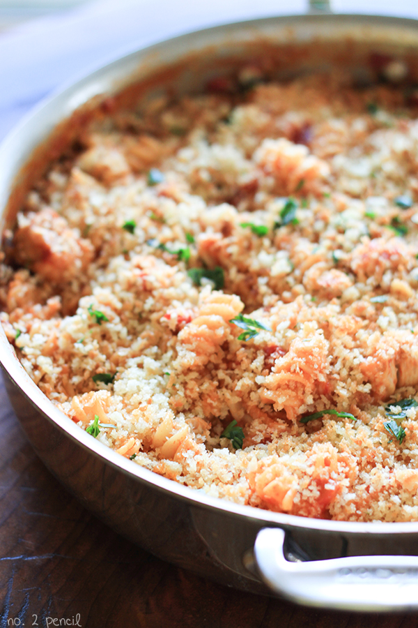 One Pan Chicken Parmesan Pasta is easy to put together and easier to clean up! 