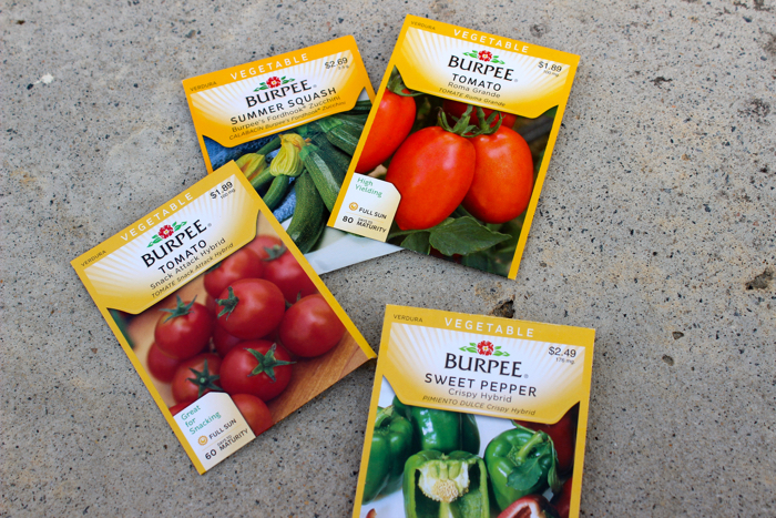 Seed packets for a square foot garden