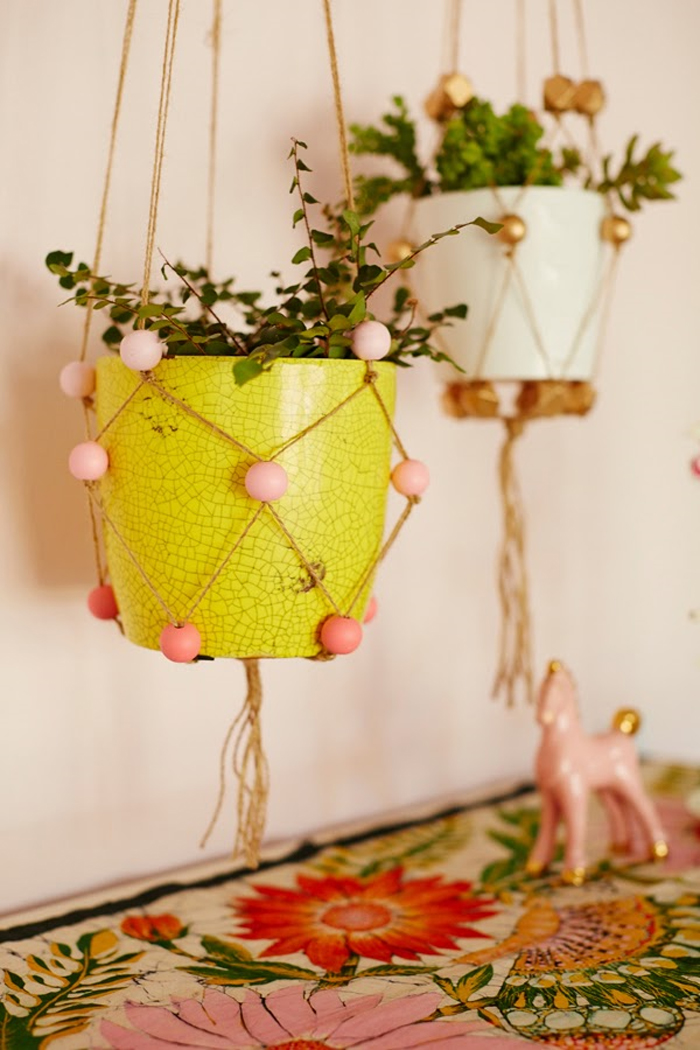 how to make a macrame beaded plant hanger