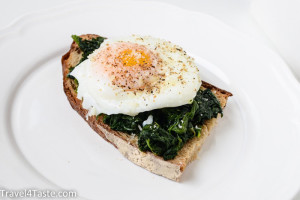 Egg and greens on toast