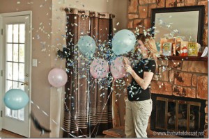 Pop a confetti balloon to reveal baby gender