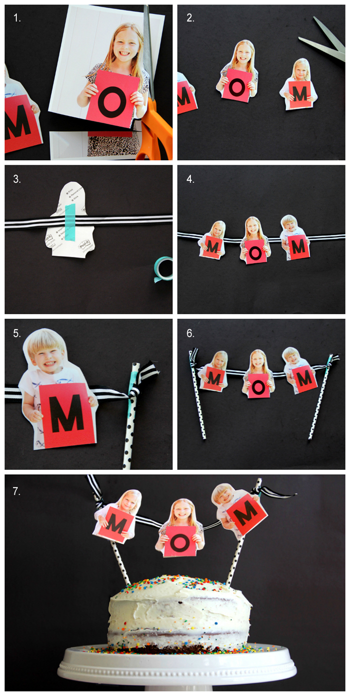 Make your Mom smile this Mother's Day with this easy photo cake bunting DIY
