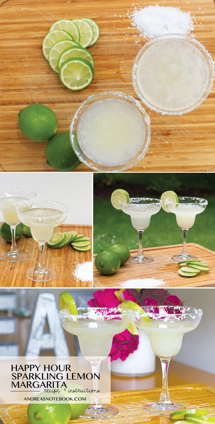 Sparkling lemon margarita recipe! Perfect for an easy happy hour!
