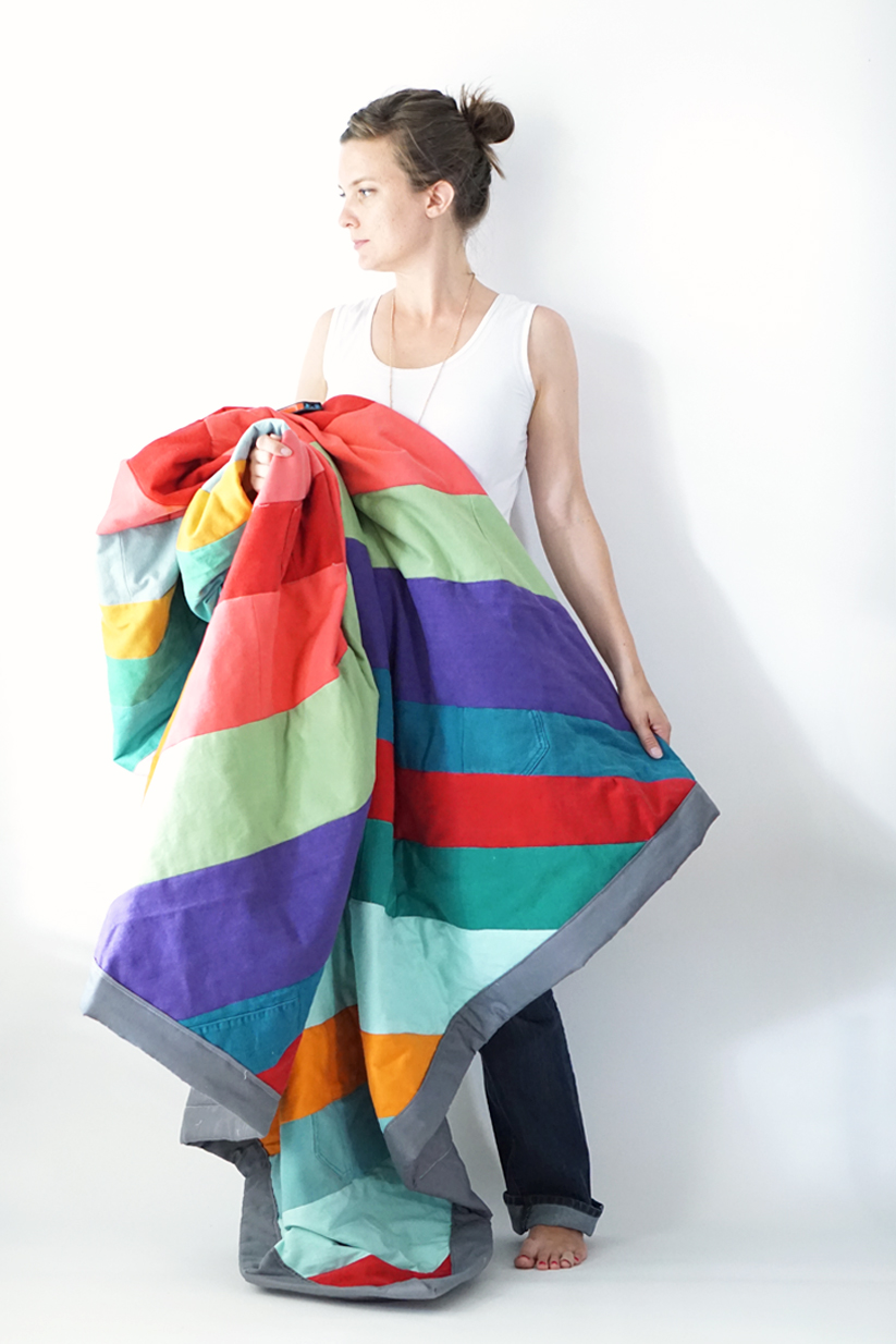 Recycled Jean Patchwork Quilt Blanket DIY Tutorial - DIY Magazine