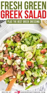 Bowl of green greek salad.