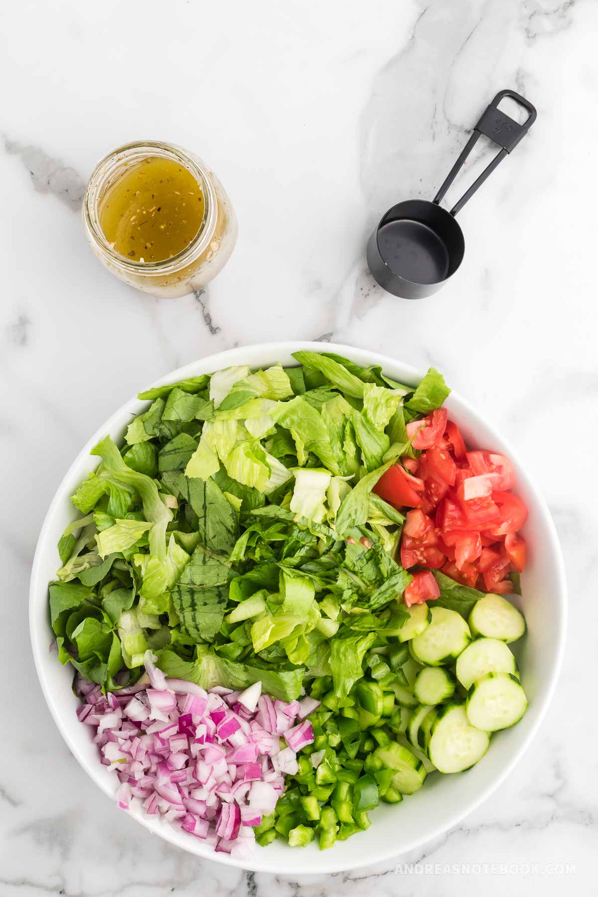 Salad ingredients in a bowl.