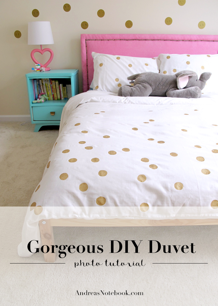 Easy Painted Dot Duvet Diy Andrea S, White And Gold Polka Dot Duvet Cover