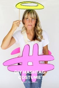 DIY hashtag costume tutorial and instructions pink white shirt