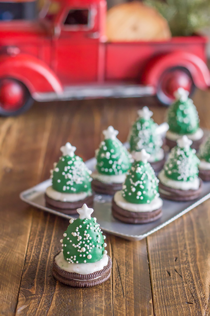 Chocolate covered strawberry Christmas trees