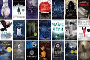 Collage of 21 spooky halloween books for young adults.