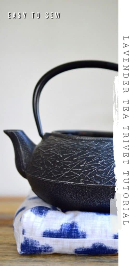 DIY lavender tea trivet black teapot fabric