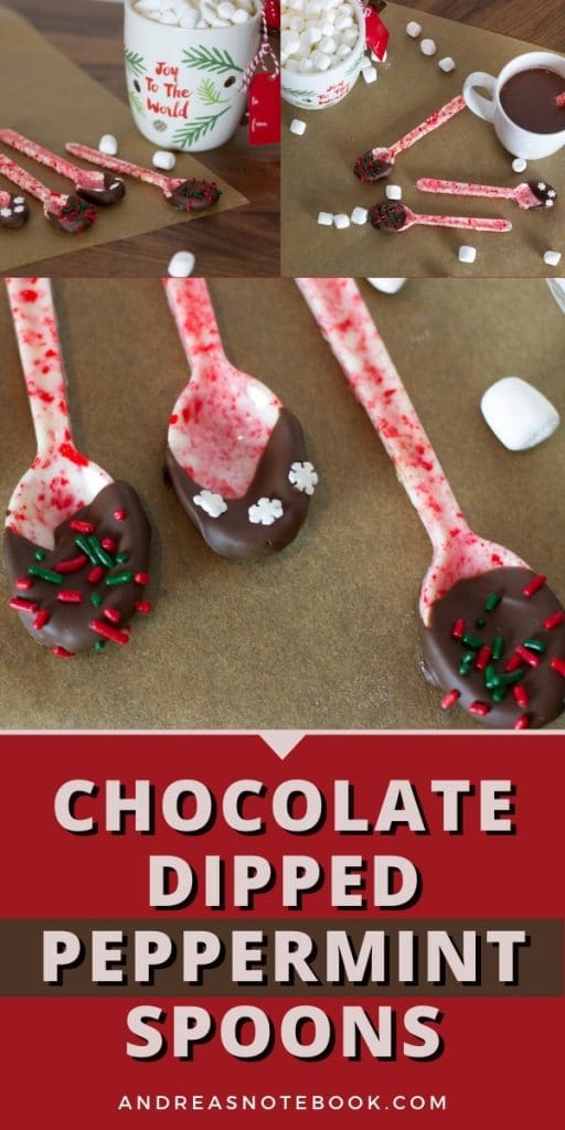 peppermint candy shaped like spoons with chocolate on the spoon end - text: chocolate dipped peppermint candy