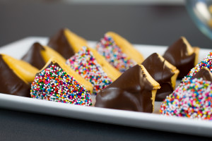 Make chocolate dipped fortune cookies