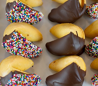 How to make chocolate dipped fortune cookies