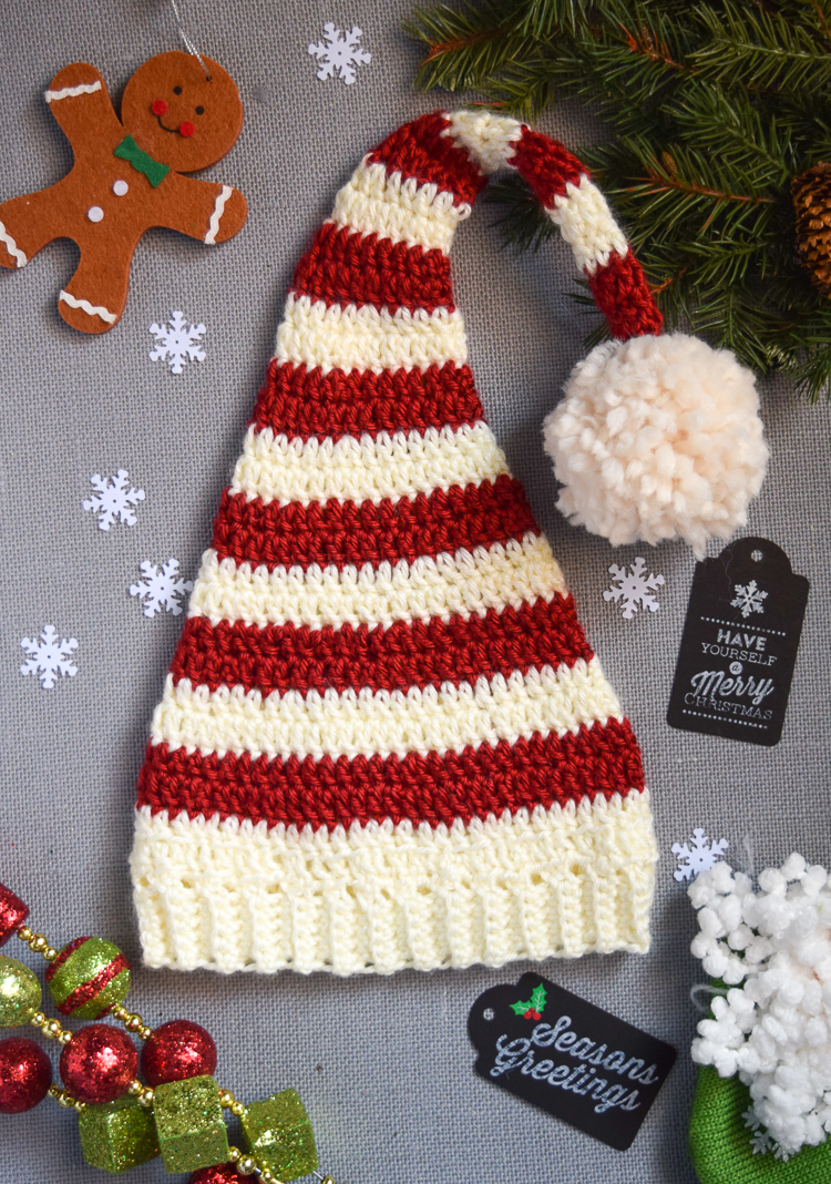 Pixie Elf Striped Crochet Hat Pattern